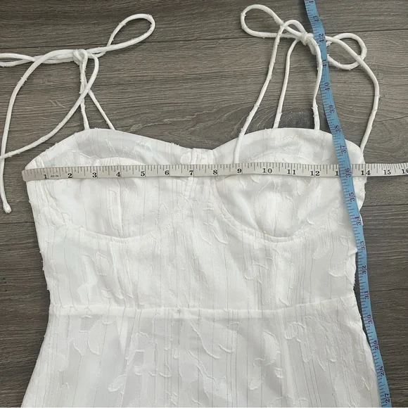 Lulus Loveliest Looks Midi Dress XS White Floral Jacquard Metallic Cottagecore - Picture 9 of 11